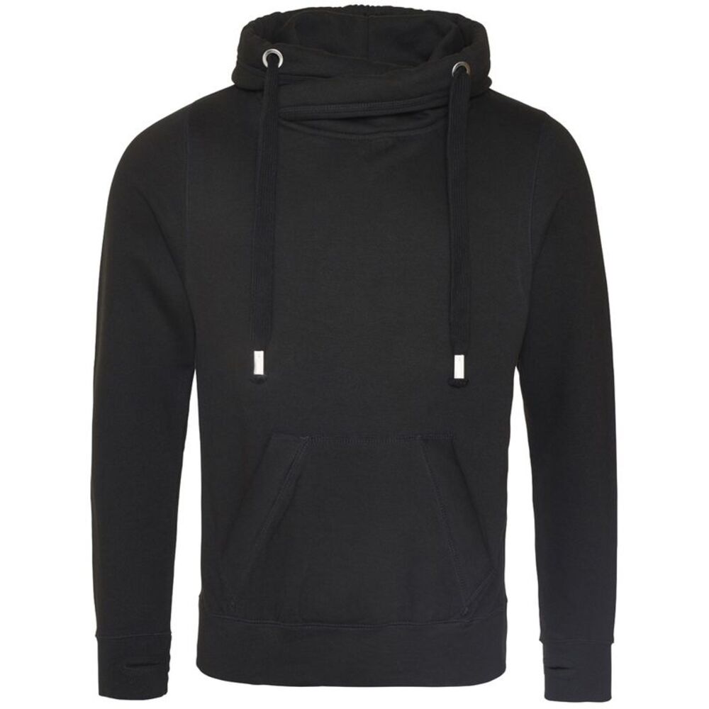 Awdis Unisex Adult Cross Neck Hoodie / Jet Black